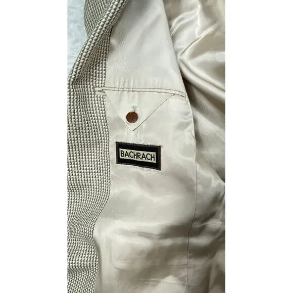 Bachrach‎ Wool and Silk Men's Houndstooth Pattern Blazer Sport Coat Size 40S - Picture 6 of 13